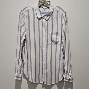 Lucky Brand pink, blue, & white strip long sleece shirt size Small Petite